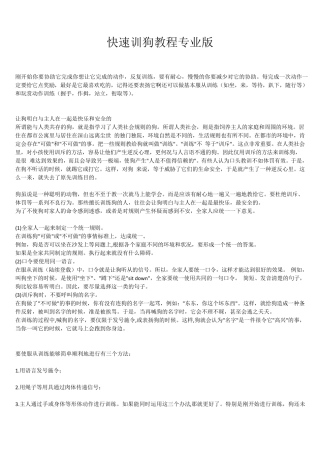 快速训狗教程专业版