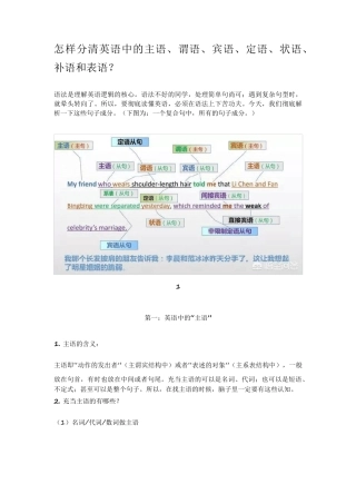 怎样分清英语中的主语、谓语、宾语、定语、状语、补语和表语？