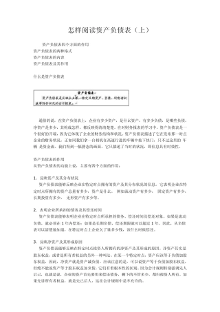 怎样阅读资产负债表