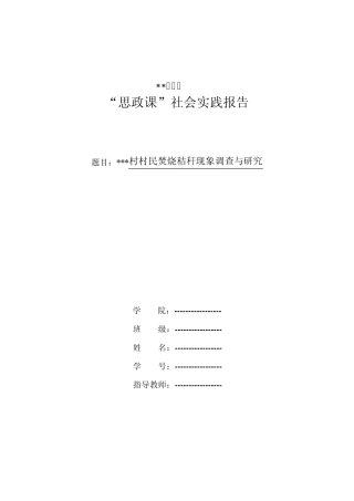 思政课社会实践报告—焚烧秸秆现象
