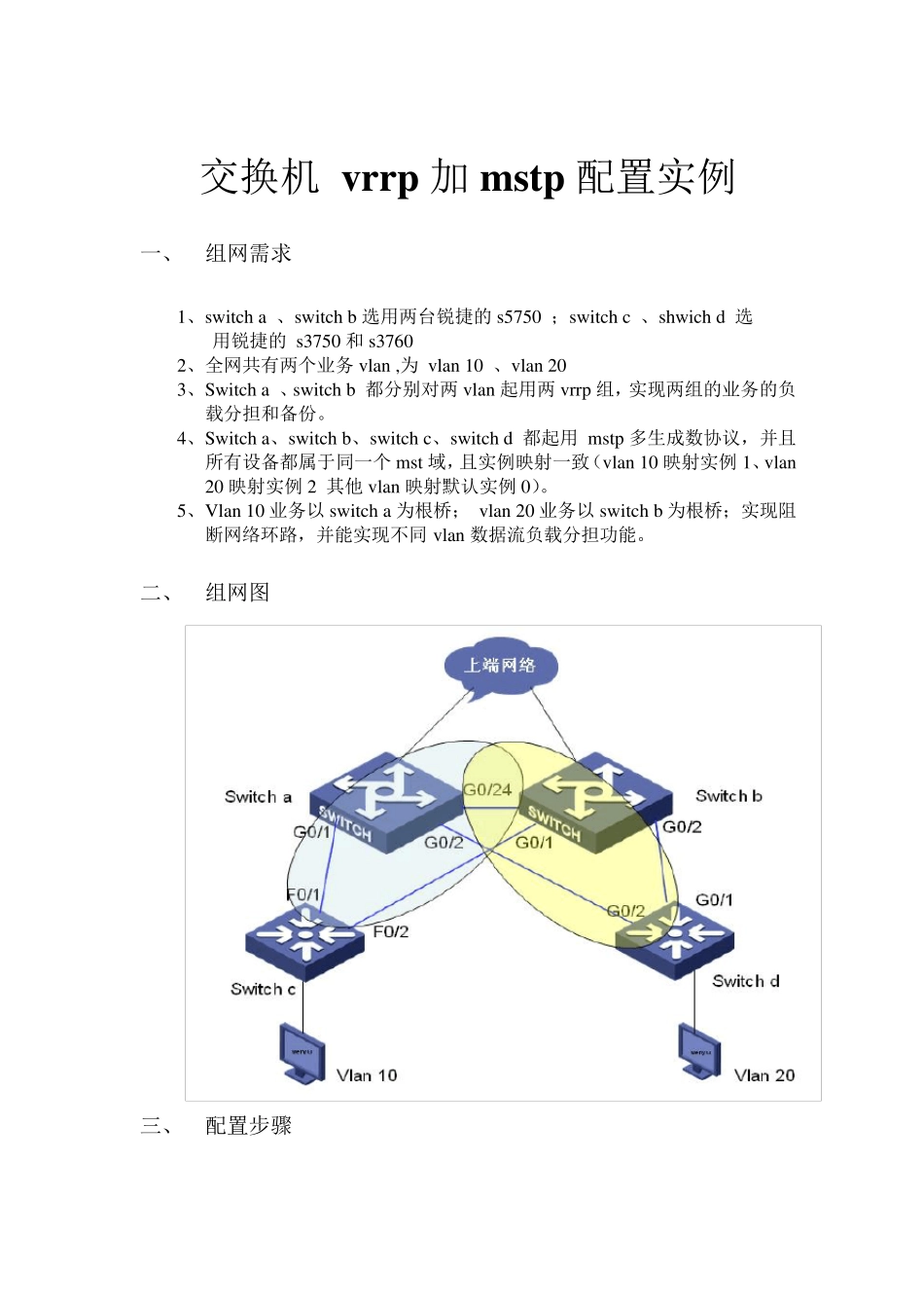 思科交换机+vrrp+mstp配置实例_第1页