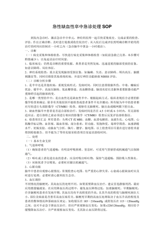 急性缺血性卒中急诊处理流程SOP