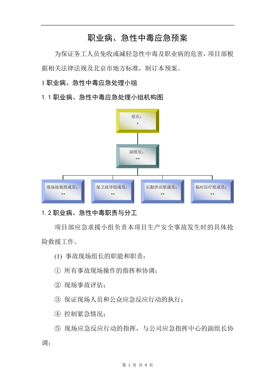 急性职业中毒应急预案_第1页