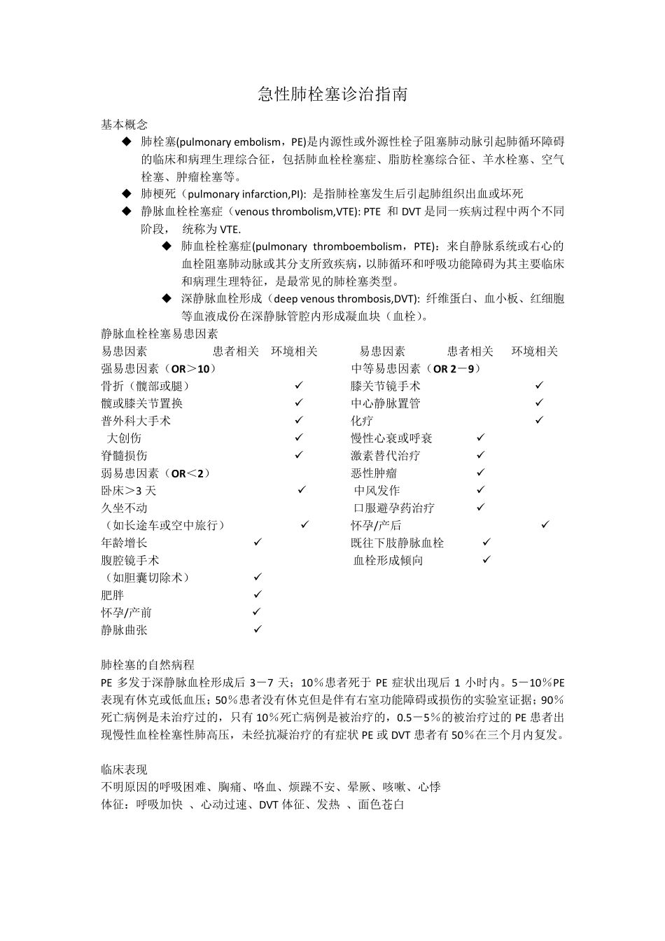 急性肺栓塞诊治指南_第1页