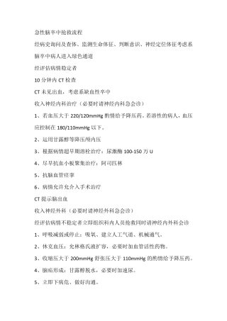 急性脑卒中抢救流程