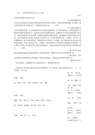 急救小组工作计划