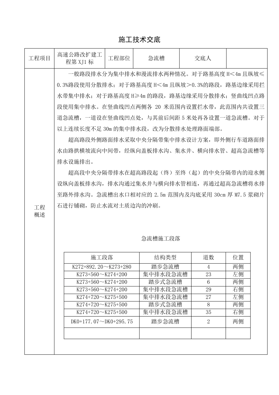 急流槽施工技术交底_第1页