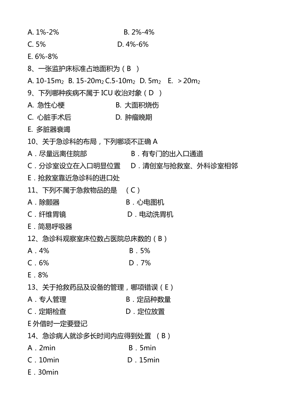 急诊医学科专科试题集_第2页