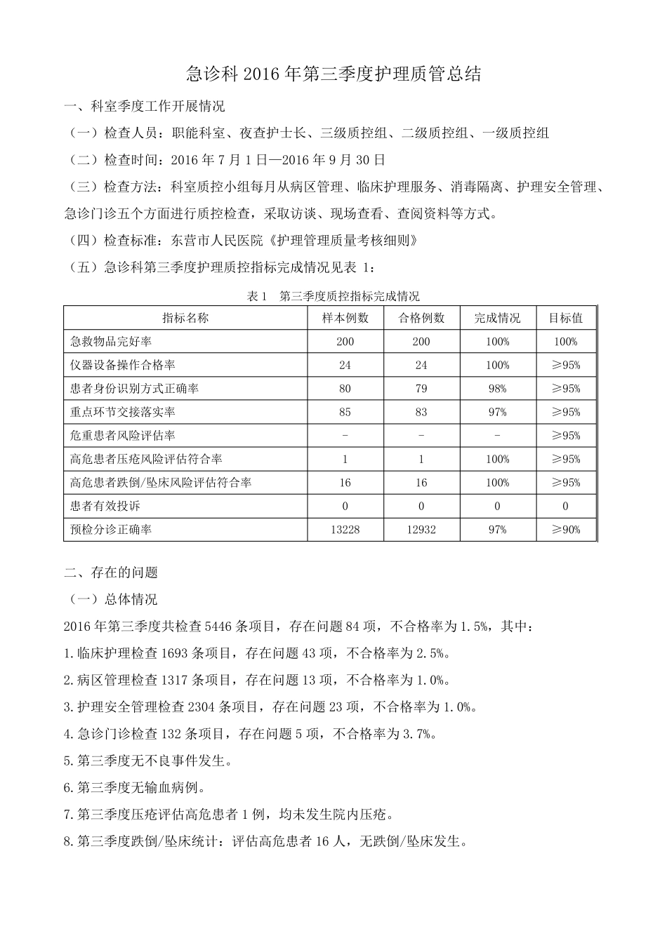 急诊科2016年第三季度质控总结_第1页