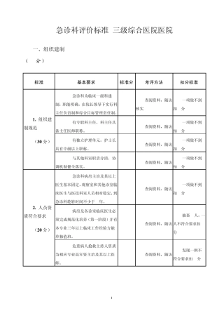 急诊科评价标准