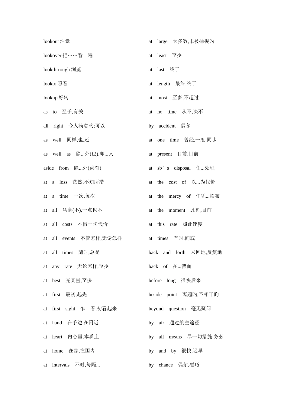 2025年新版大学英语四级常考词组固定搭配_第3页