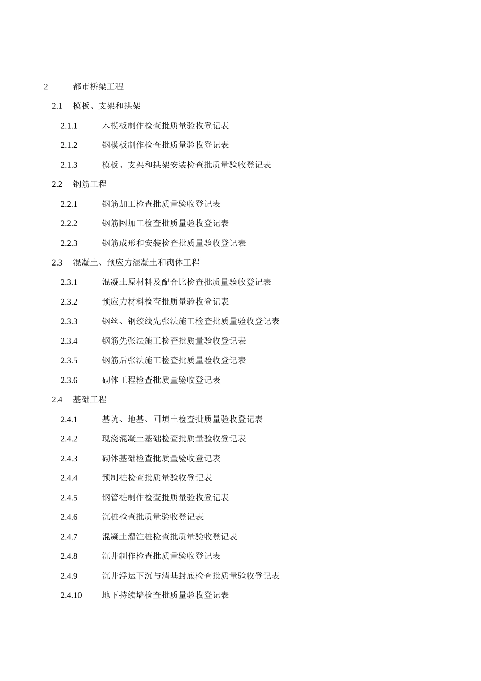 2025年新版市政桥梁工程质量检验批全套表格_第1页