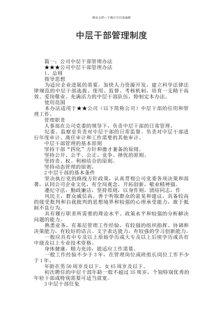 中层干部管理制度