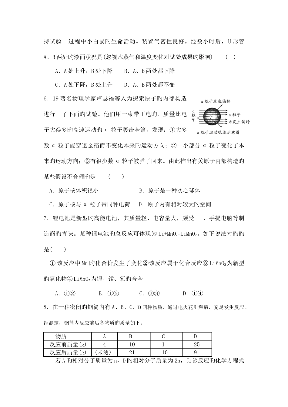 2025年江苏省初中学生化学素质和实验能力竞赛_第2页