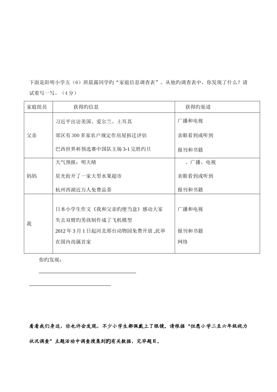 2025年新版小升初非连续性文本的阅读试题_第2页