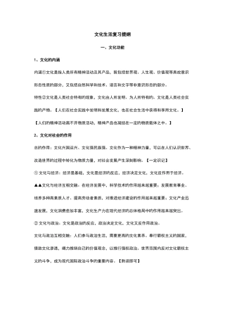 2025年文化生活知识点修订版