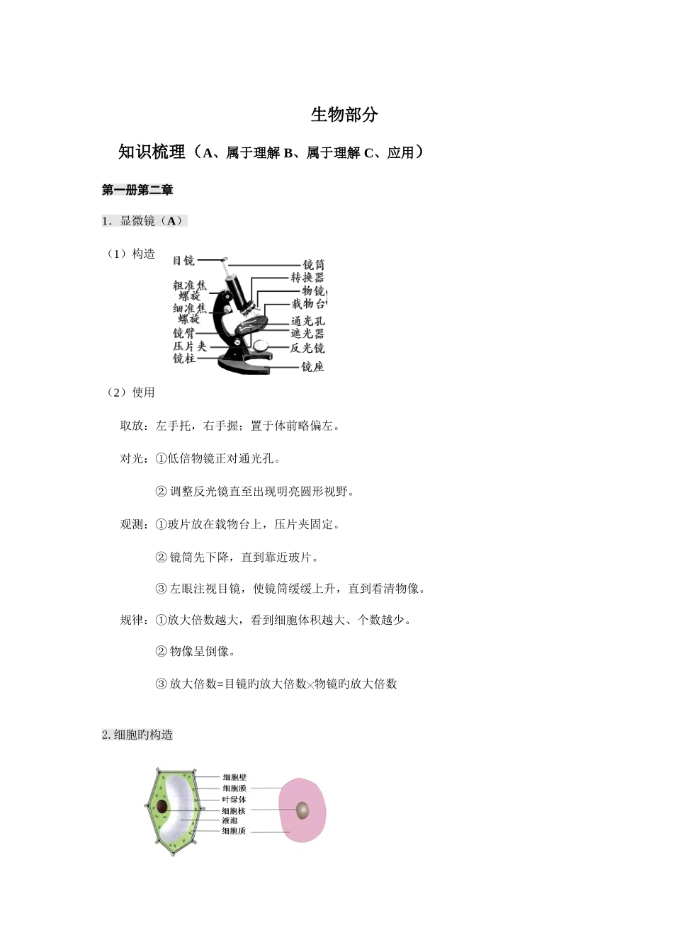 2025年浙江中考科学生物地理部分知识点_第1页