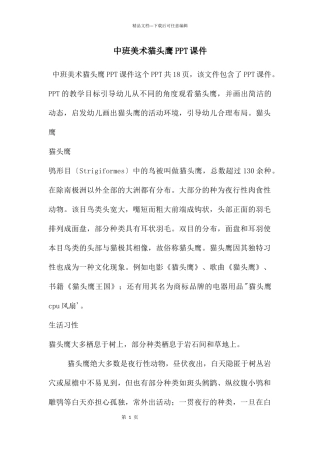 中班美术猫头鹰PPT课件