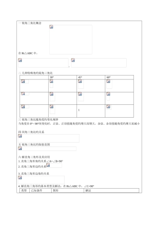 2025年沪教版九年级锐角三角比知识点