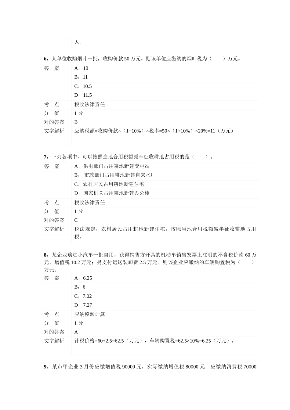 2025年对啊网初级会计职称经济法基础第六章其他税收法律制度_第3页