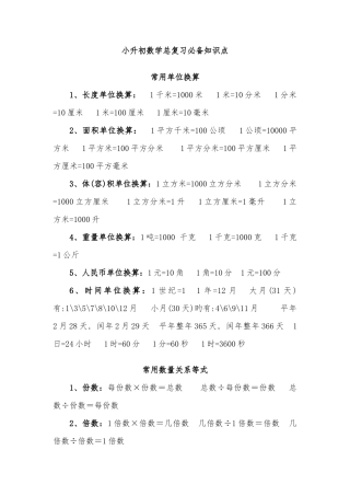 2025年小升初数学总复习最全