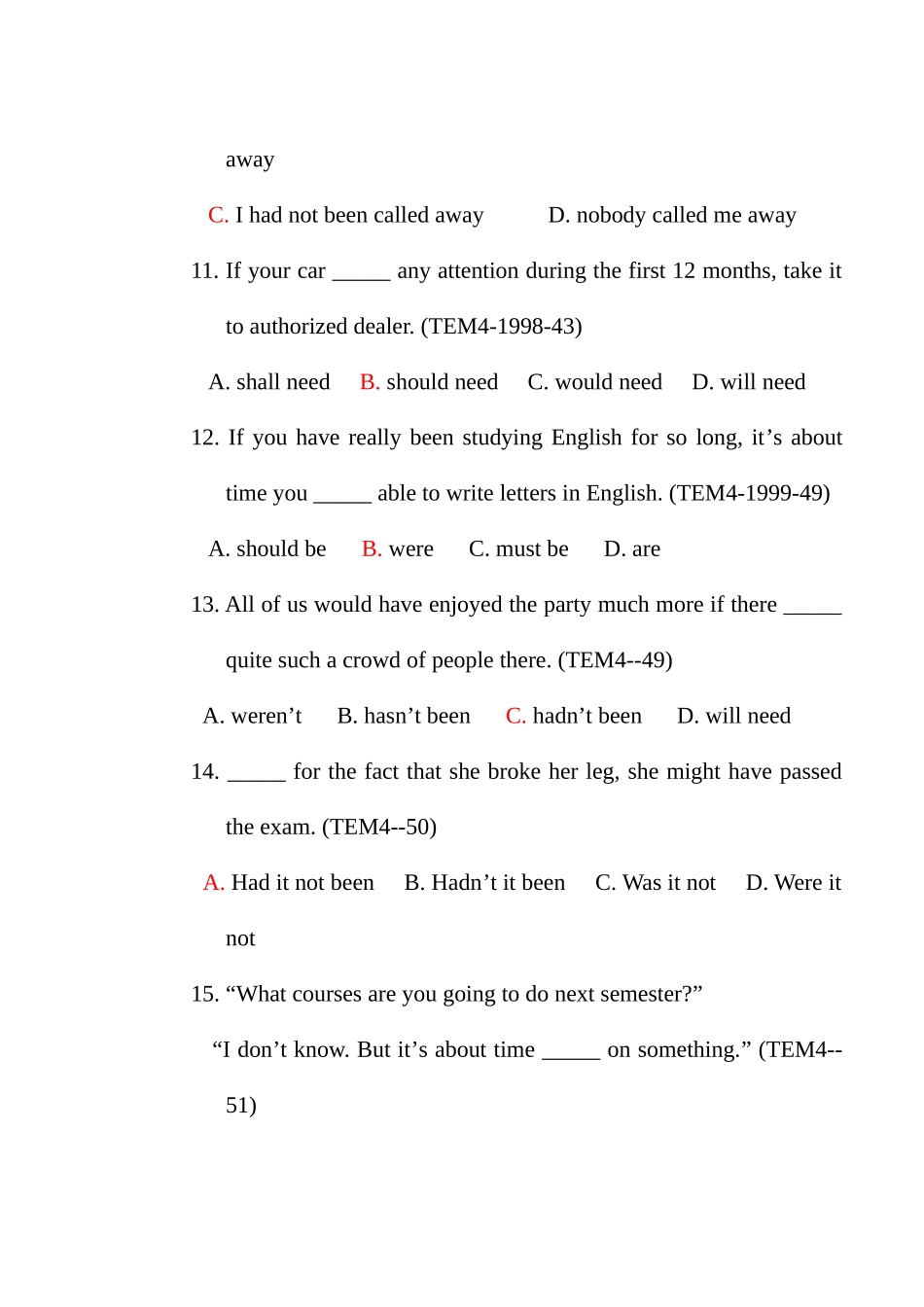 2025年英语专业四级历年语法试题_第3页