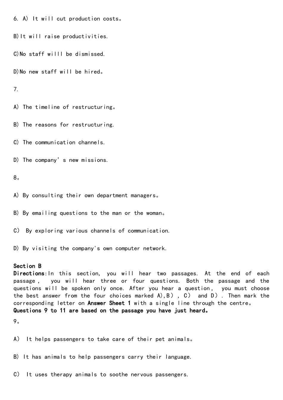 2025年6月大学英语六级考试真题及参考答案全三套_第3页