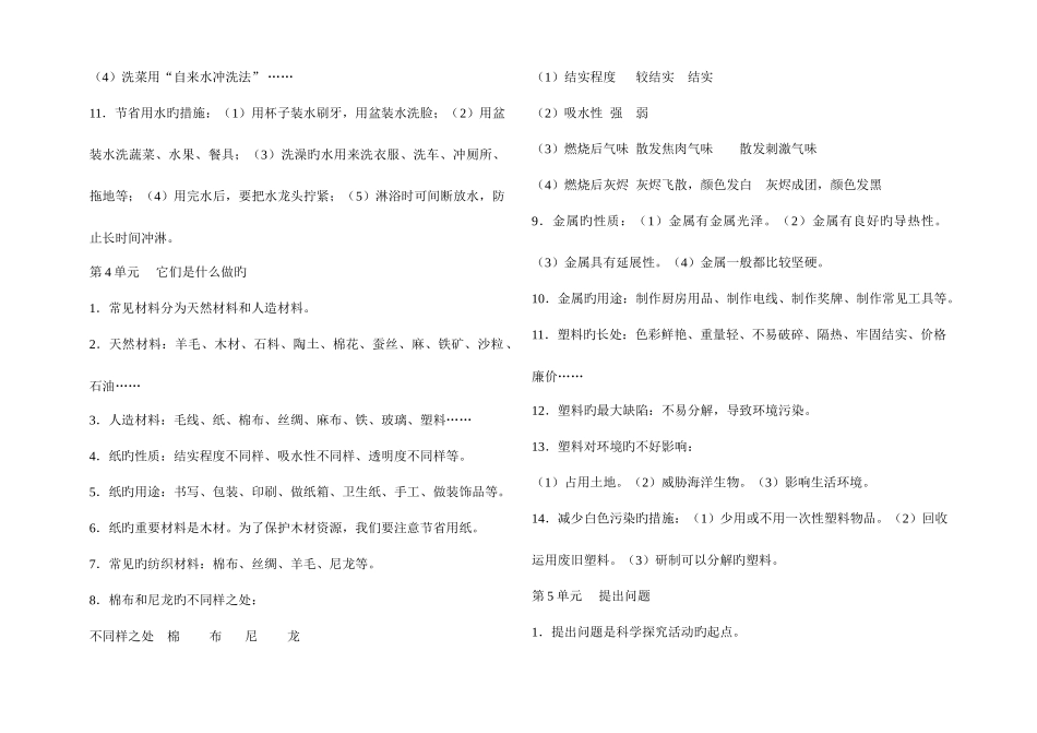 2025年苏教版三年级科学上册知识点整理_第3页