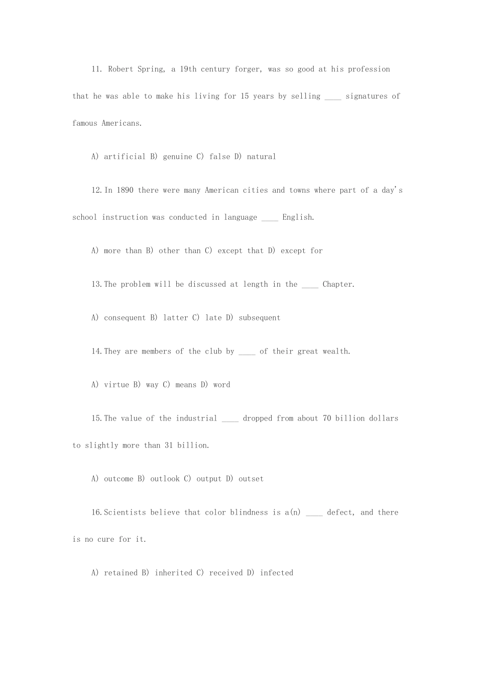 2025年成人高考学位英语考试试题_第3页