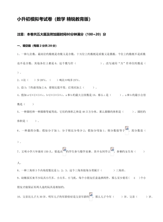 2025年小升初模拟考试卷数学