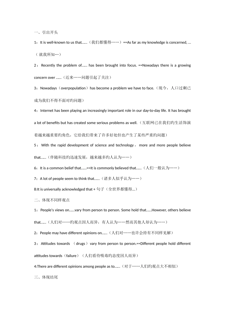 2025年英语四级作文万能模板_第1页