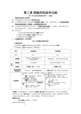 2025年高中生物必修1第三章知识点总结