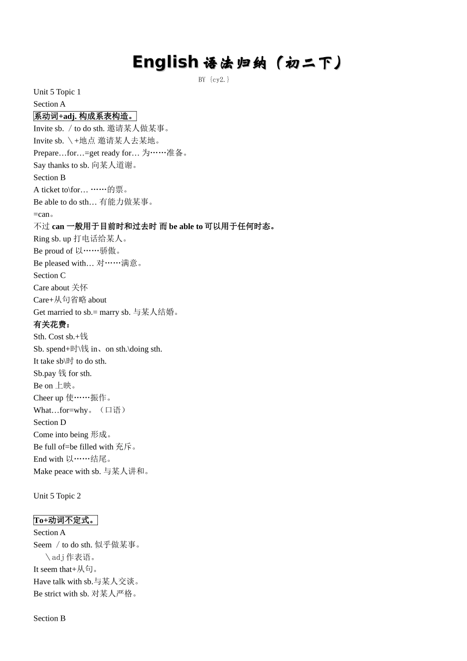2025年归纳仁爱版八年级下英语语法归纳_第1页