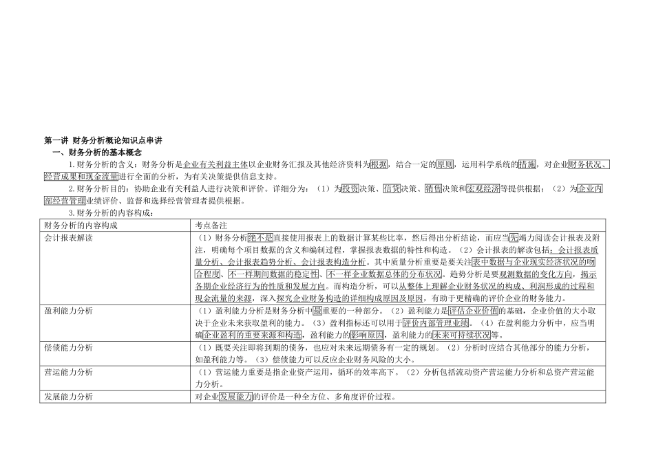 2025年财务分析概论知识点串讲_第1页