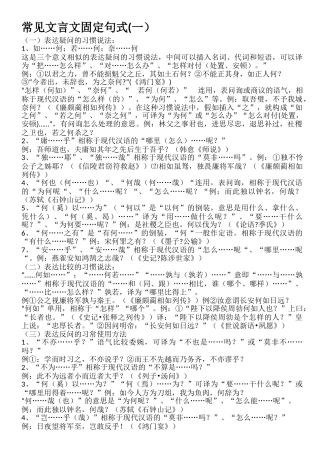 2025年常见文言文固定句式语文高考