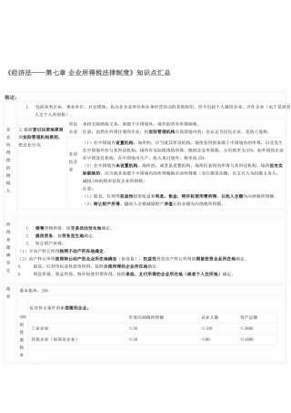 2025年《经济法第七章企业所得税法律制度》知识点汇总