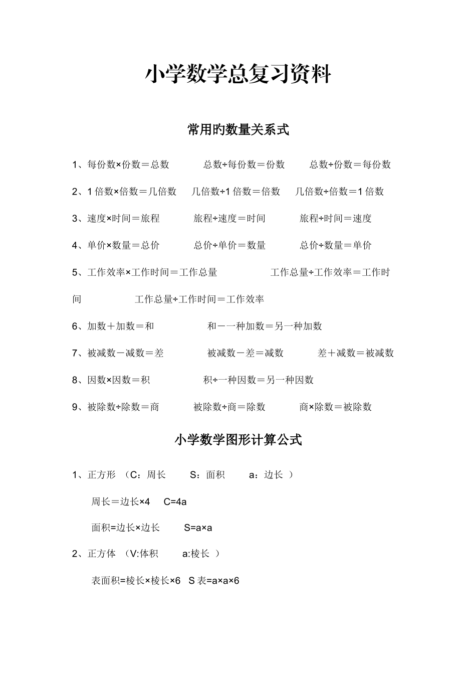 2025年小学数学知识点归纳总结_第1页