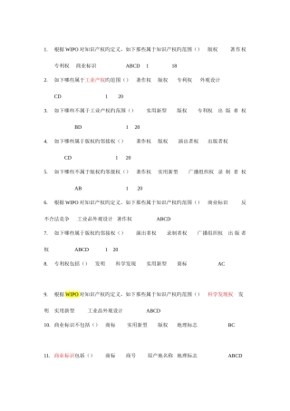 2025年知识产权试题库多选