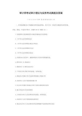 2025年审计师考试审计理论与实务考试真题及答案