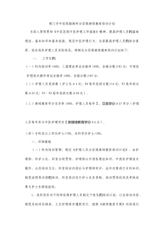 2025年荆门市中医院脑病科分层级继续教育培训计划