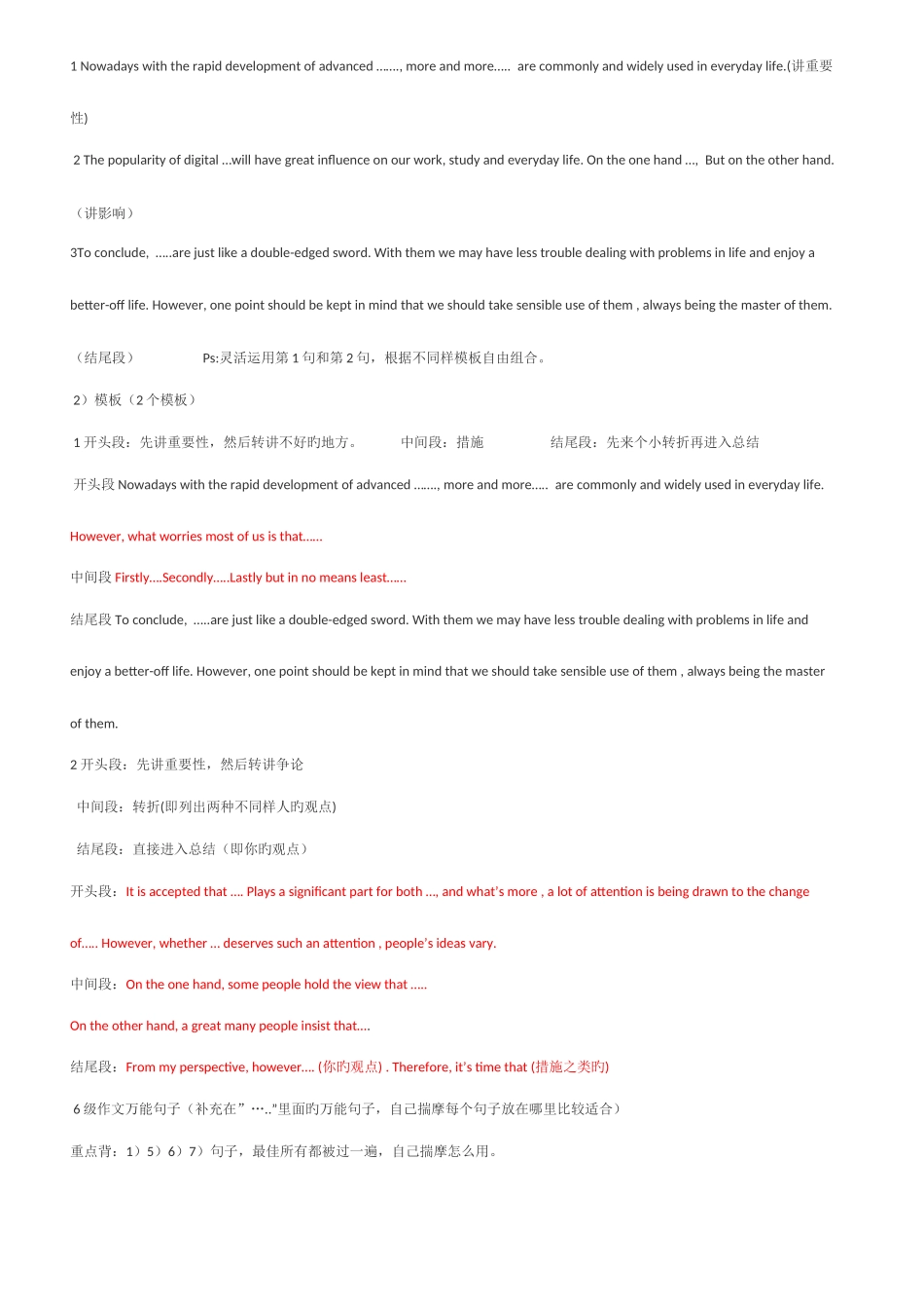 2025年英语六级作文万能模板_第2页