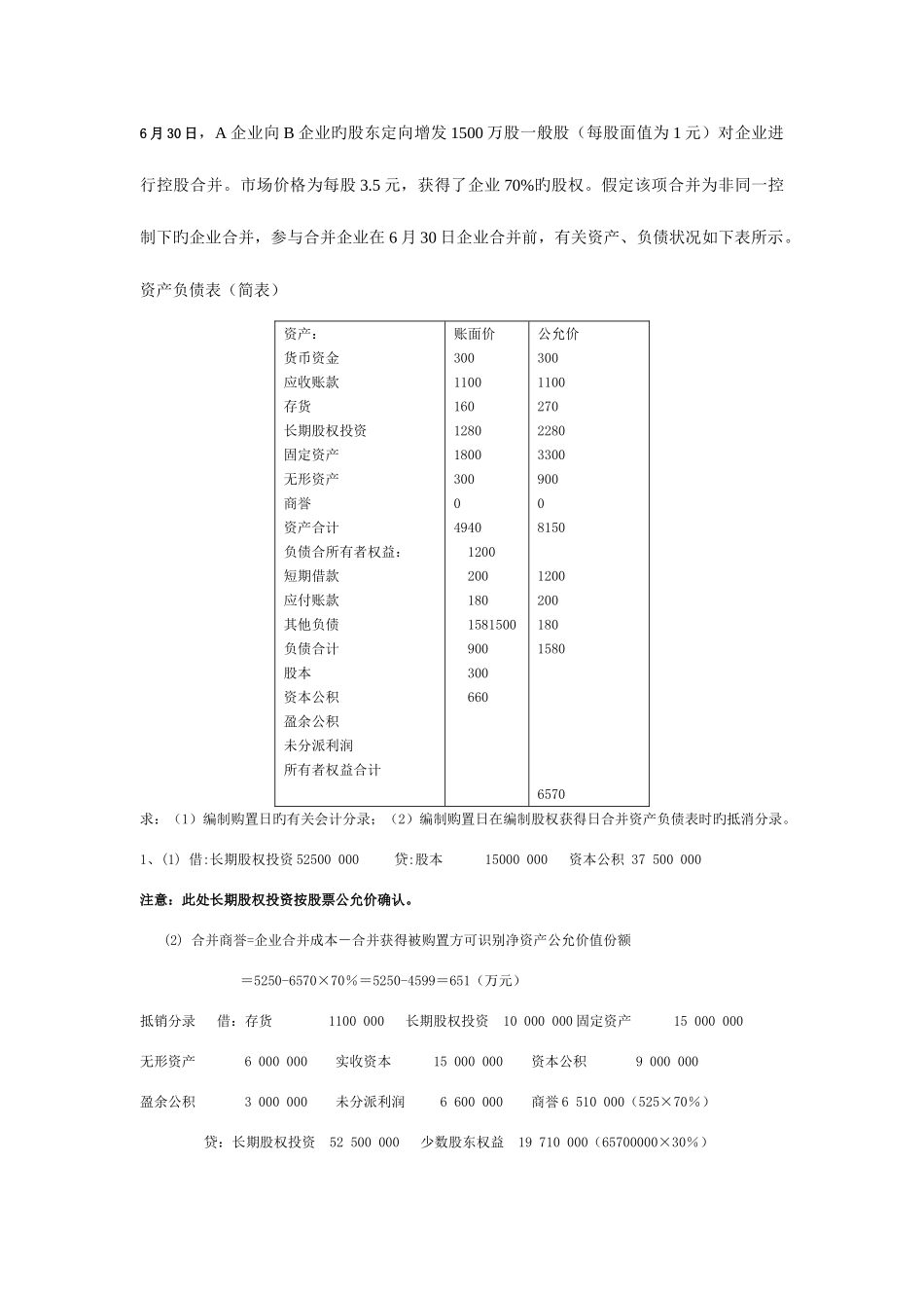 2025年电大高级财务会计实务题复习考点版整理版_第1页