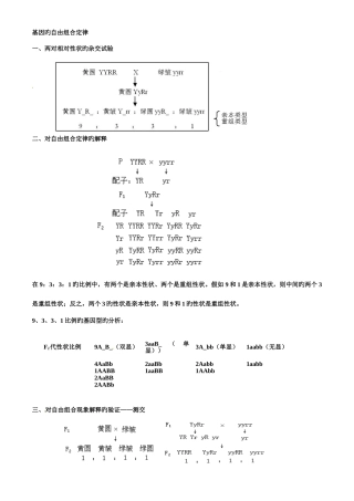 2025年自由组合定律复习知识点习题