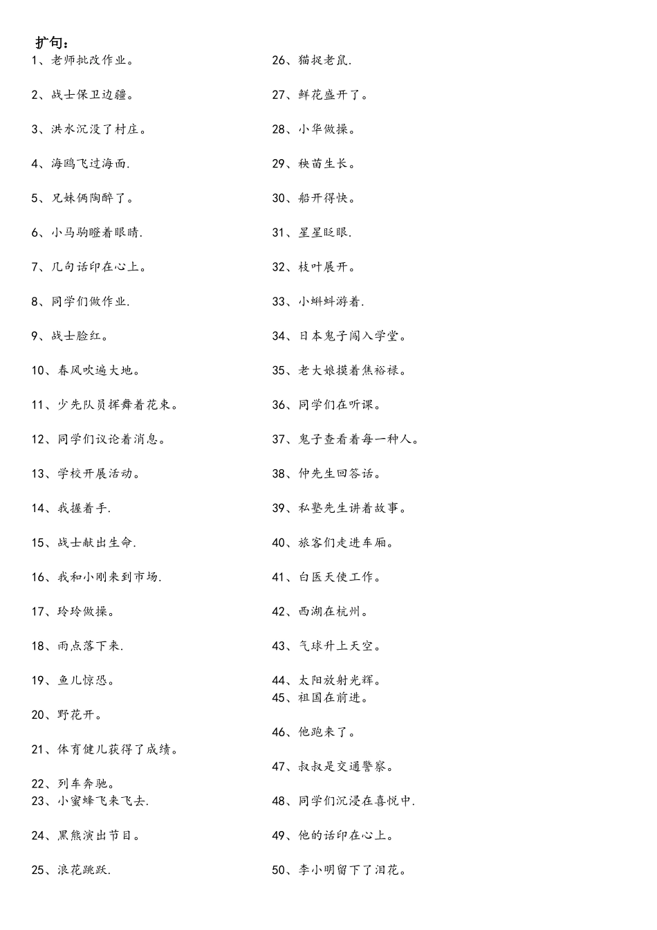 2025年小升初语文扩句与缩句专项训练及答案_第1页