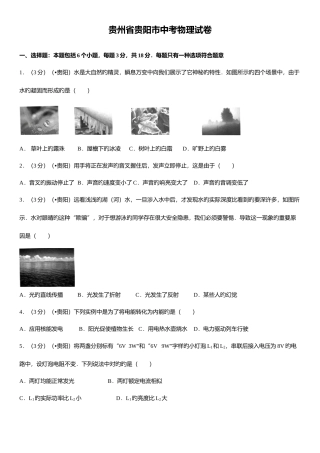 2025年贵州省贵阳市中考物理真题附答案