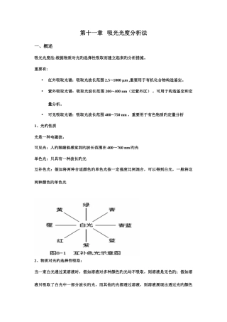 2025年福建专升本无机与分析化学第十一章吸光光度分析法