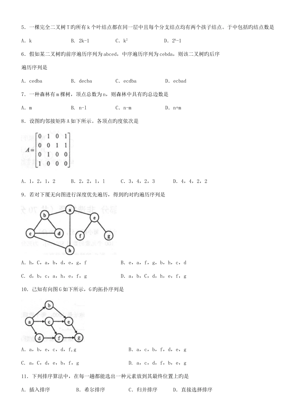 2025年自考数据结构真题和答案_第2页