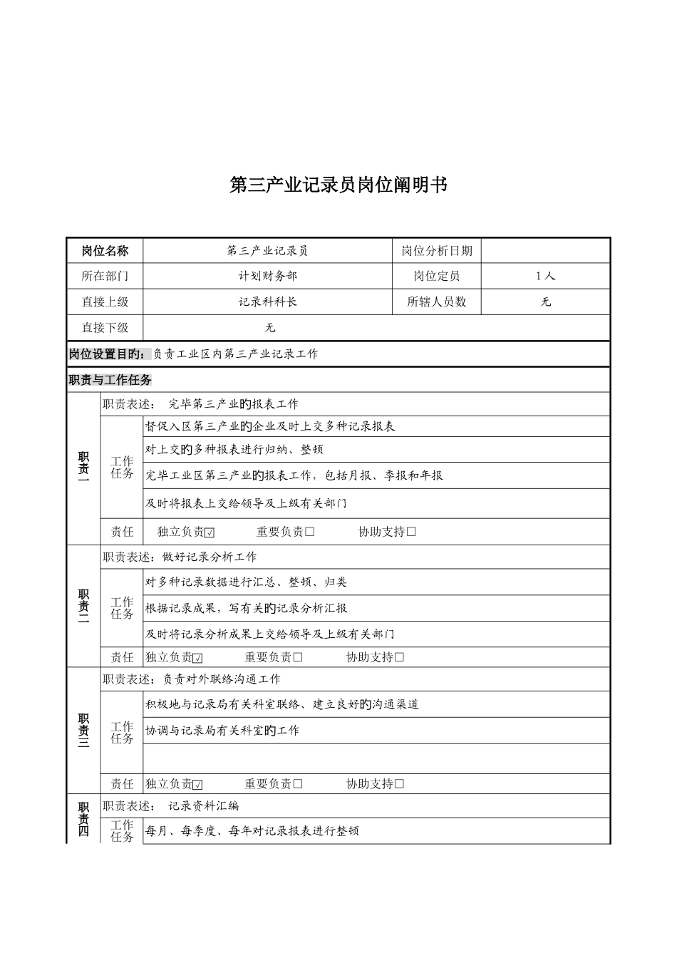 2025年计划财务部第三产业统计员职务说明书_第1页