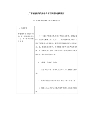 2025年广东省机关档案综合管理升级考核标准