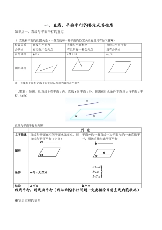 2025年直线平面平行垂直的判定及其性质知识点